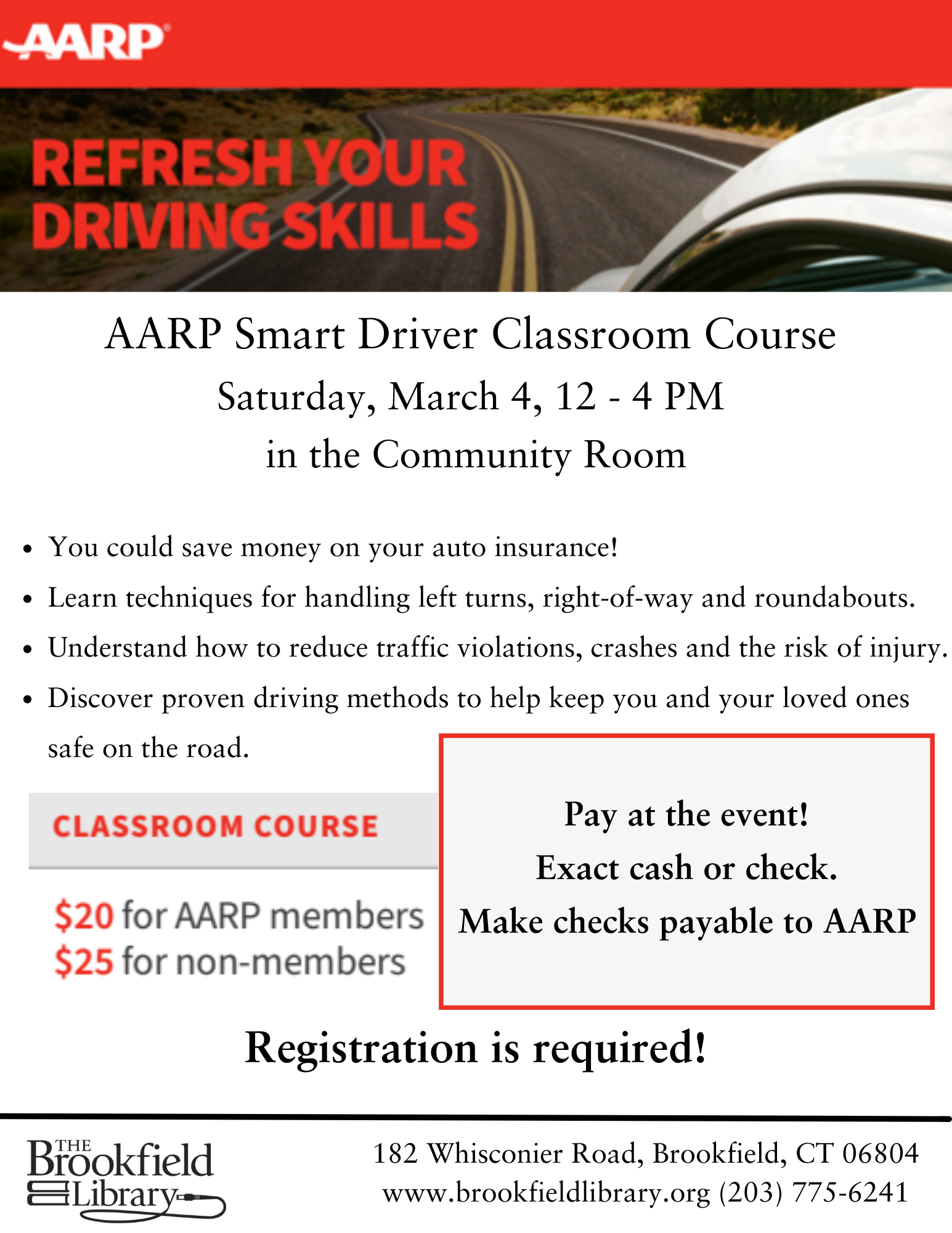 AARP - Smart Driver Classroom Course | The Brookfield Library